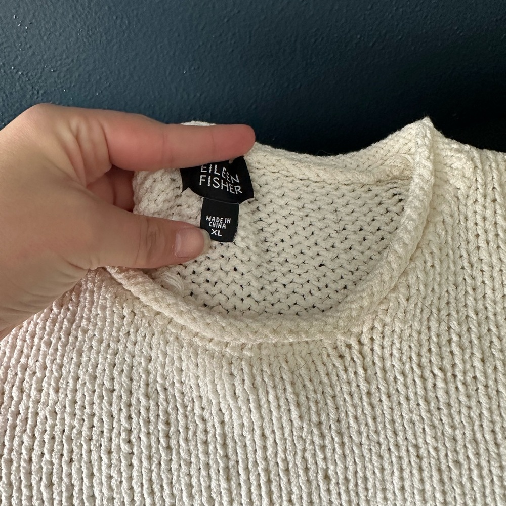 Eileen fisher white wide knit sweater